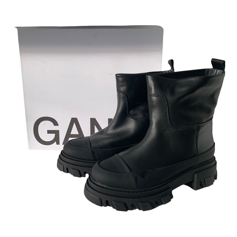 GANNI Black Leather Tubular Boots - size IT40 (10)